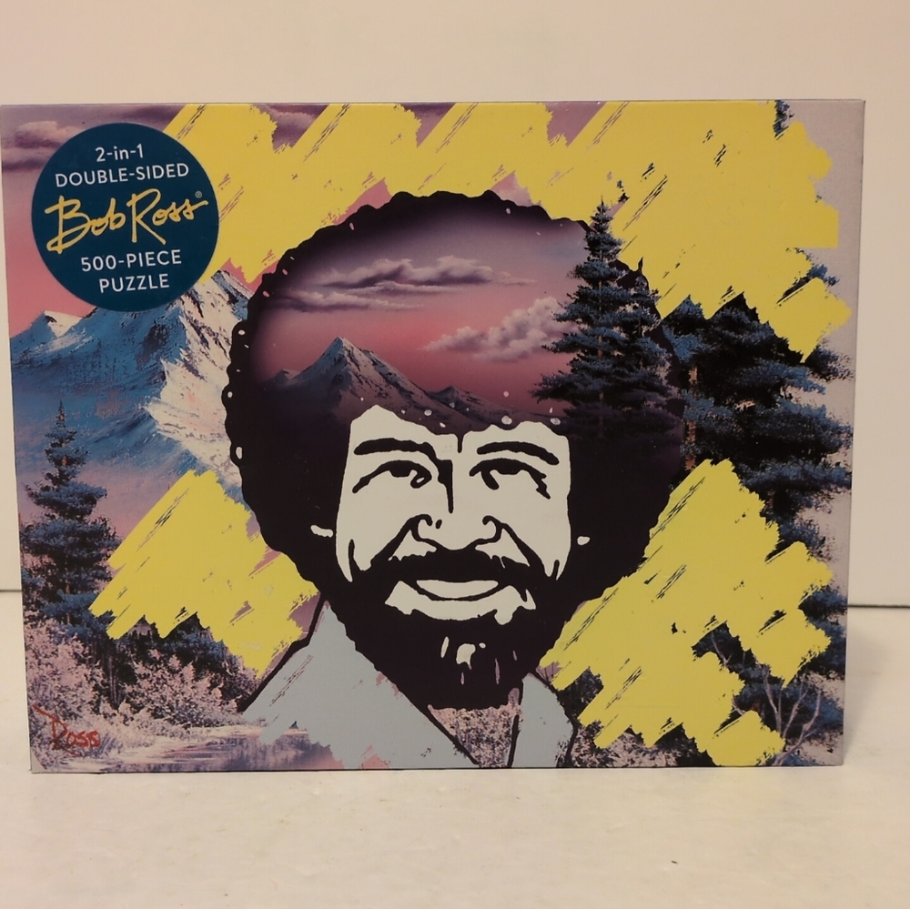 Bob Ross Double Sided 2 In 1 500 Piece Jigsaw Landscape Puzzle RP Studio New